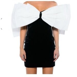 Akira black white cocktail dress Medium bow Velvet Dress